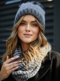 Winter set of hat with herringbone scarf, graphite C45 - Online store - Boutique